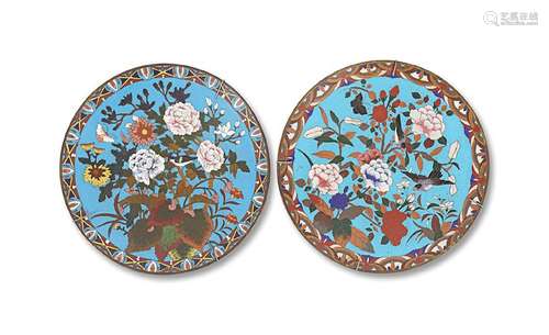 TWO 19TH CENTURY JAPANESE CLOISONNÉ CHARGERS