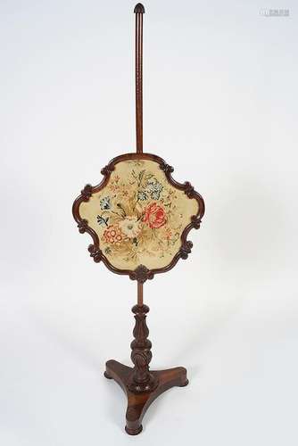 VICTORIAN TAPESTRY POLE SCREEN