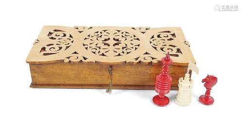 NINETEENTH-CENTURY CASED IVORY CHESS SET