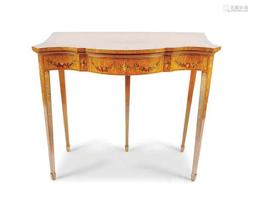 EDWARDIAN SATINWOOD AND PAINTED CARD TABLE