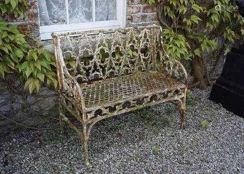 SMALL REGENCY CAST IRON GARDEN BENCH