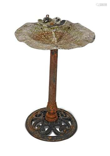 19TH-CENTURY CAST IRON BIRD BATH