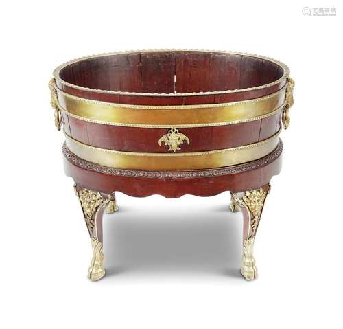 GEORGE III MAHOGANY & BRASS MOUNTED WINE CELLARET