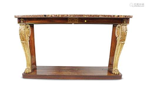 REGENCY ROSEWOOD AND GILT CONSOLE TABLE