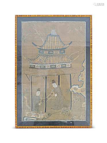 CHINESE QING SILK EMBROIDERED PANEL