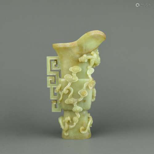 A Chinese Carved Jade Cup