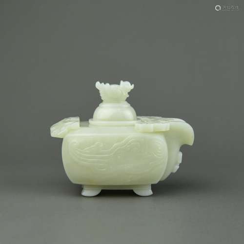 A Chinese Carved Jade Tea Pot