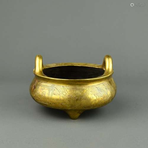 A Chinese Gilt Bronze Incense Burner