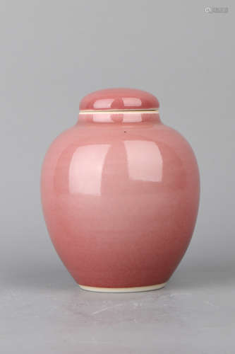 A Chinese Red Glazed Porcelain Jar with Cover