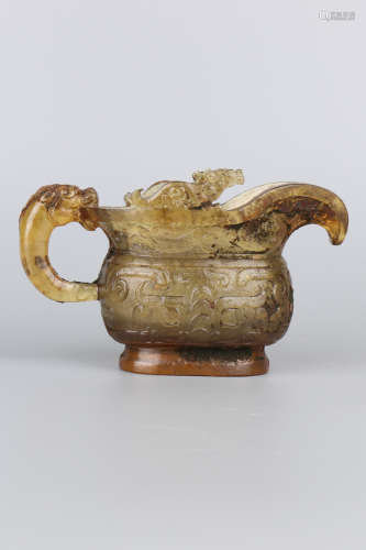 A Chinese Carved Jade Wine Pot