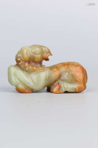 A Chinese Carved Jade Sheep Pendant