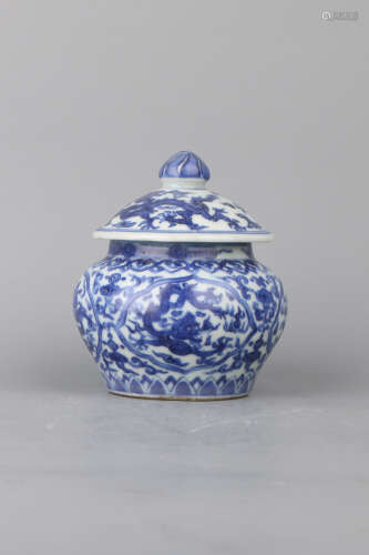 A Chinese Blue and White Porcelain Jar With Cover