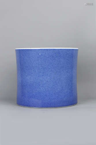 A Chinese Blue Glazed Porcelain Brush Pot