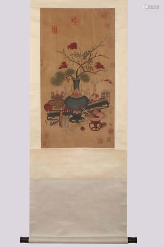 A Chinese Scroll Painting on Silk