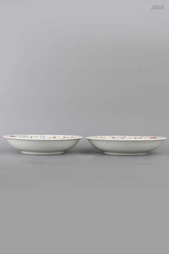 A Pair of Chinese Famille-Rose Porcelain Plates