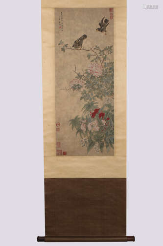 A Chinese Scroll Painting on Silk