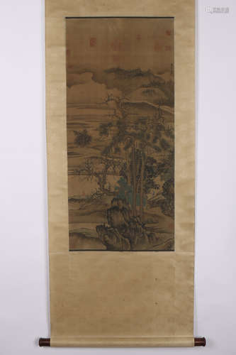 A Chinese Scroll Painting on Silk