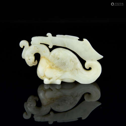 A Chinese Carved Jade Foo-Dog Decoration
