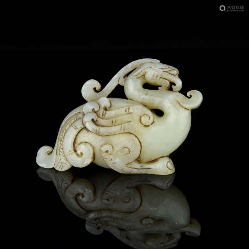 A Chinese Carved Jade Foo-Dog Decoration