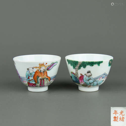 Two Chinese Famille-Rose Porcelain Cups