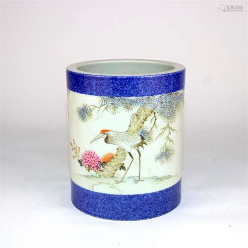 A Chinese Famille-Rose Porcelain Brush Pot