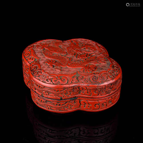 A Chinese Carved Tixi Lacquer Round Box with Cover