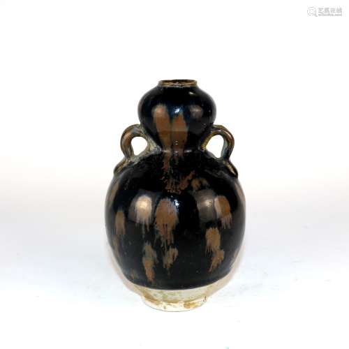 A Chinese Black Glazed Porcelain Double Gourd Vase
