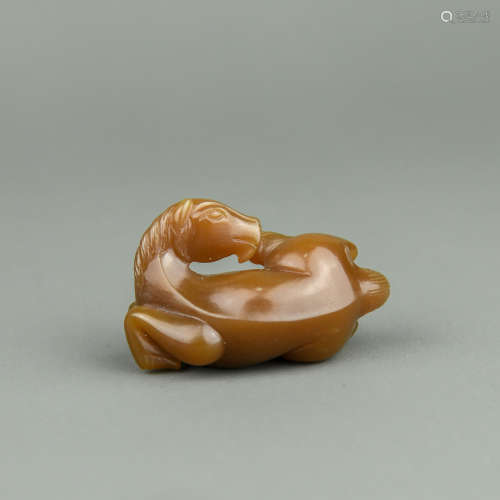 A Chinese Carved Jade Horse Decoration