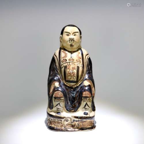 A Chinese Ci-Zhou Porcelain Emperor Figure