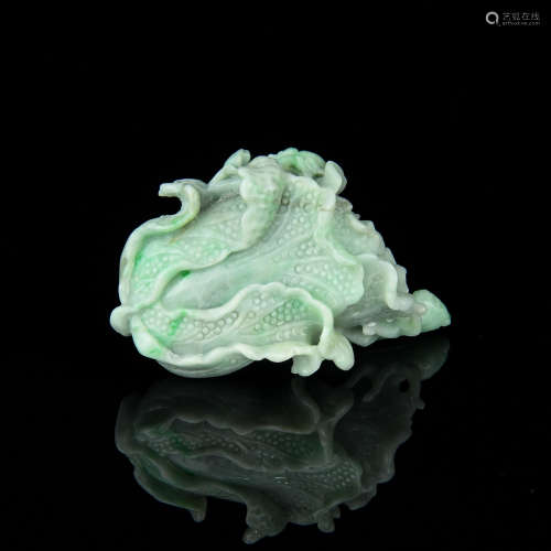 A Chinese Carved Jade Cabbage Decoration