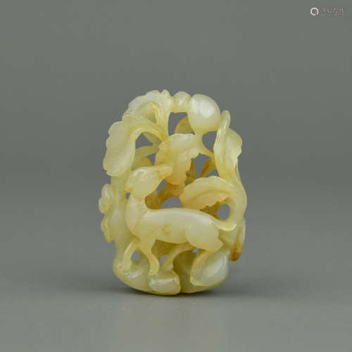 A Chinese Carved Yellow Jade Decoration