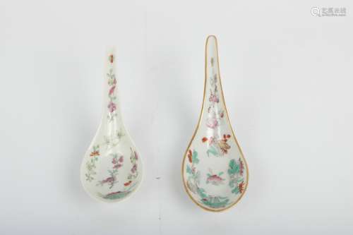 A  Pair of Chinese Famille-Rose Porcelain Spoons