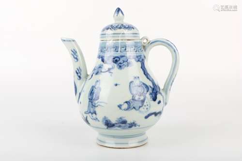 A Chinese Blue and White Porcelain Tea Pot