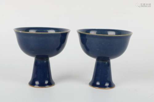 A Chinsese Blue Clazed Porcelain Cups