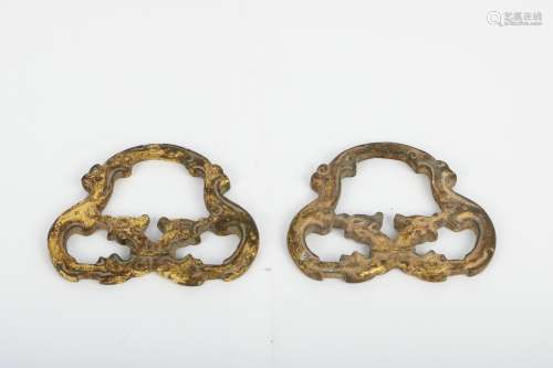 A Pair of Chinese Gilt Bronze Rings