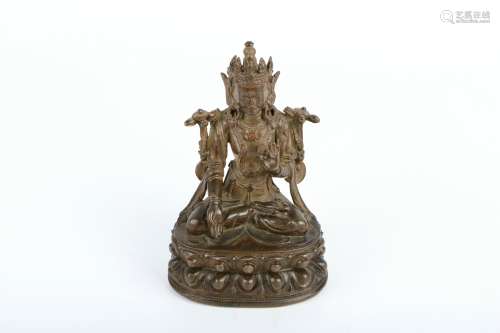 A Chinese Carved Bronze Buddha