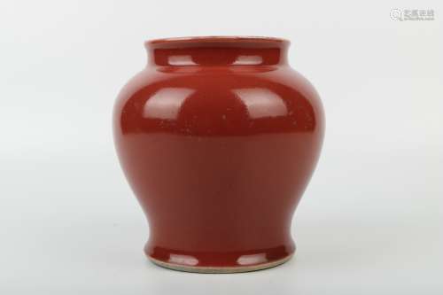 A Chinese Red Glazed Porcelain Jar