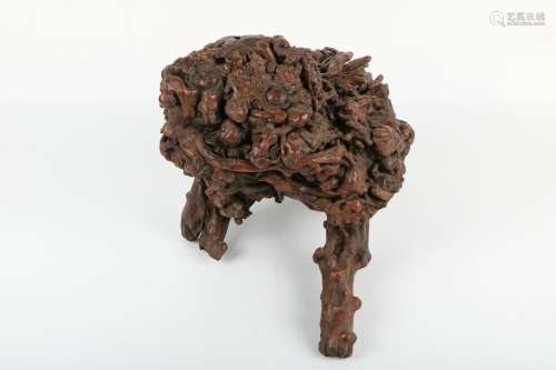 A Chinese Carved Root Lion