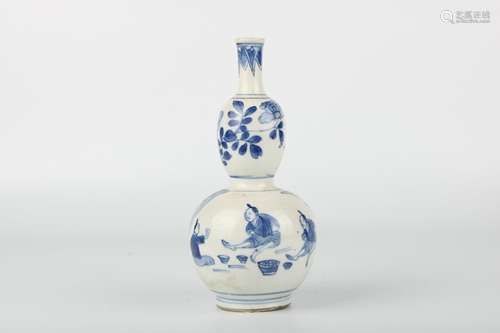 A Chinese Blue and White Porcelain Double Gourd Vase