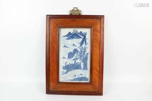 A Chinese Blue and White Porcelain Plaque