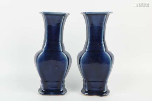 A  Pair of Chinese Purple Glazed Porcelain Vases