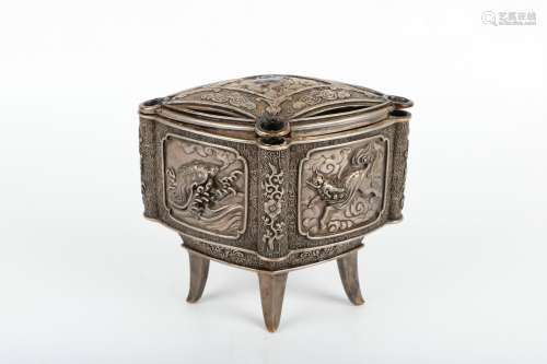 A Chinese Silver Incense Burner