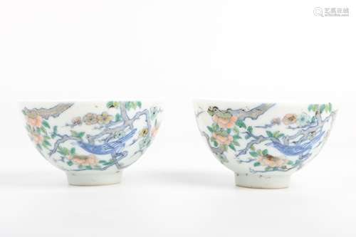 A Pair of Chinese Dou-Cai Porcelain Cups