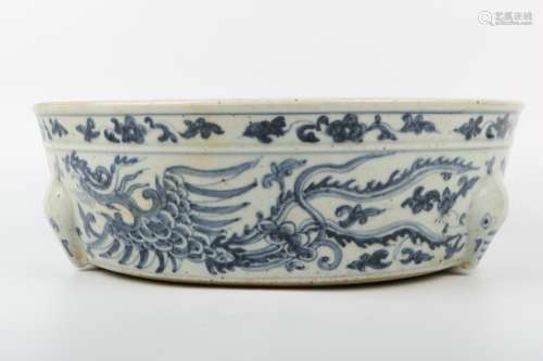 A Chinese Blue and White Porcelain Brush Washer
