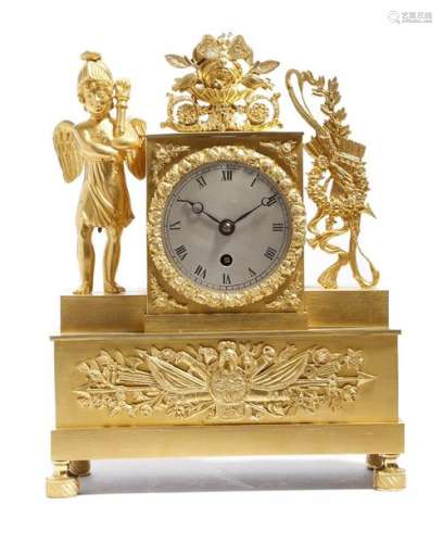 A 19th century French ormolu mantel clock, with a …