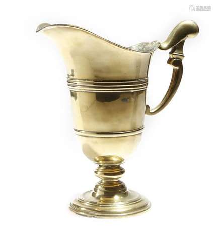 A George II brass helmet shape ewer, with a scroll…