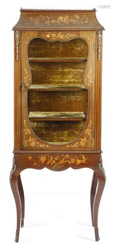 A late Victorian mahogany and floral marquetry dis…