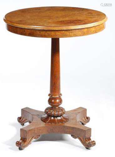 A William IV burr oak occasional table, the circul…