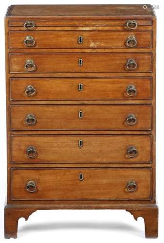 A small George III mahogany chest, the rectangular…