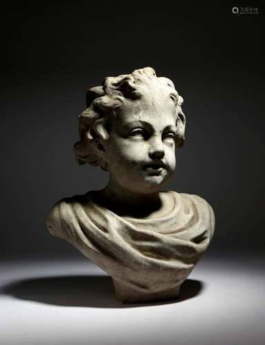 A 19th century French marble bust of a boy, with p…